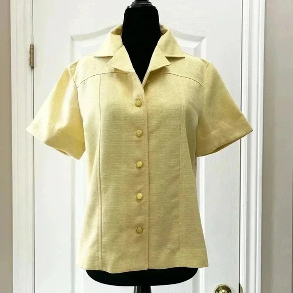 Vintage Pantsuit Blazer Trousers Matching Set Yellow Size 8 Petite - Picture 14 of 16